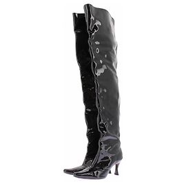 By Far Bottes à talons noires en cuir vernis