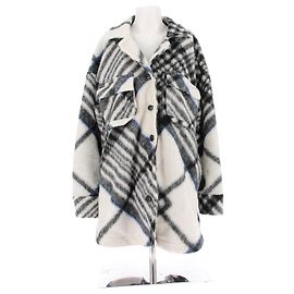 Abrigo de cuadros Anine Bing blanco y gris