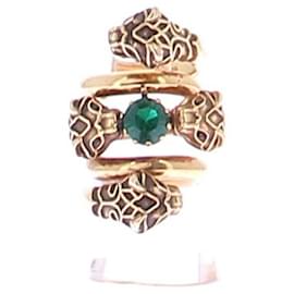 Anello con pantere in oro placcato - Gucci