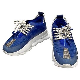Versace Tênis de borracha em malha Chain Reaction azuis