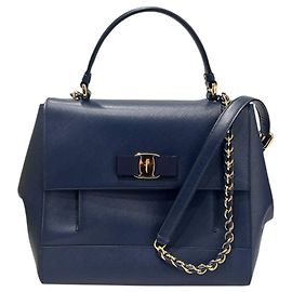 Salvatore Ferragamo Borsa a Spalla Donna Bara Kelly Blu Oxford