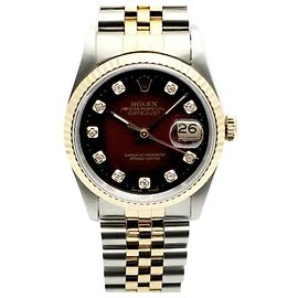 Rolex Orologio da uomo Datejust combinazione bordeaux con diamanti post-impostazione certificato di nascita