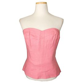 Saint Laurent Top tubo de lino rosa YSL