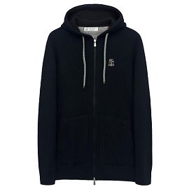 Brunello Cucinelli Cashmere Strickjacke mit Kapuze und Reißverschluss