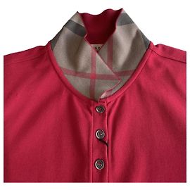 Burberry Camiseta Polo Roja Militar para Mujer de Manga Corta Top Casual