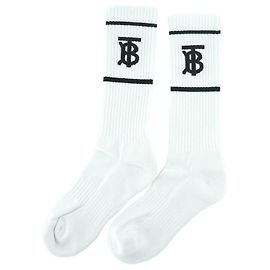 Burberry Calzini Bianchi in Cotone Unisex Sportivi di Lusso