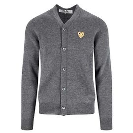 Comme Des Garcons Cárdigan de lana con parche en forma de corazón dorado AX