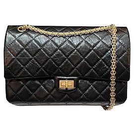 Chanel Bolso grande de solapa dorado vintage, bolso de hombro negro (VG BK)