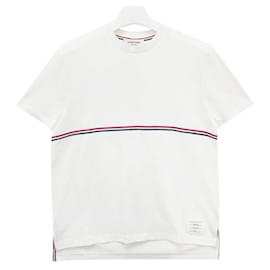Thom Browne T-Shirt mit kurzen Ärmeln und drei Streifen Weiß