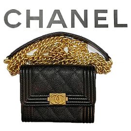 Chanel Caviar Boy Flap Gold Chain Card Wallet