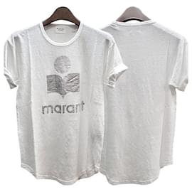 Weißes T-Shirt mit Silbernem Logo aus Leinen KOLDI Etoile - Isabel Marant