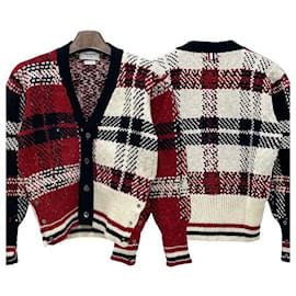Donagole Karo-Streifen Cardigan Rot - Thom Browne