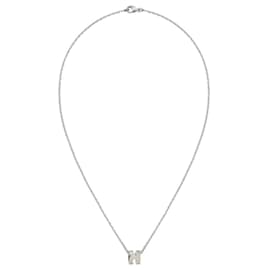 Collier Mini Popashu Émail Marron Palladium Argent - Hermès