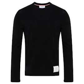 Asymmetrisches Langarm-T-Shirt aus Wolljersey in Blau - Thom Browne