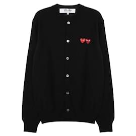 Schwarze Strickjacke mit Doppelherz-Patch - Comme Des Garcons
