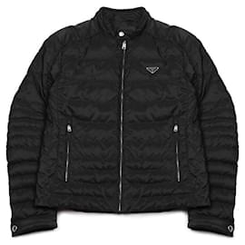 Triangle Logo Poly Short Padded Jacket - Prada