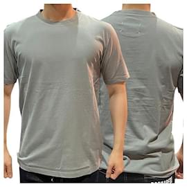 Camiseta de algodón orgánico con costura firma Maison Margiela azul gris - Maison Martin Margiela