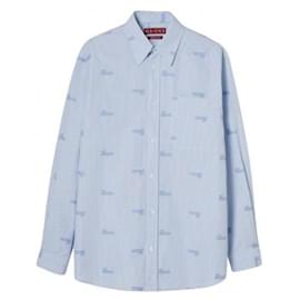 Camicia in cotone a righe ricamate - Gucci