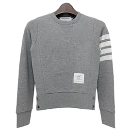 Klassisches Sweatshirt mit Diagonalstreifen Hellgrau - Thom Browne