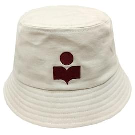 Isabel Marant Cappello bucket logo Haley Ecru Timbro rosso: ECRD