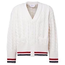 Baby Pullover aus Wolle mit RWB-Streifen in V-Form - Thom Browne