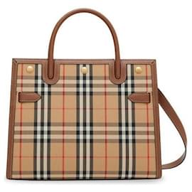 Bolso de dos asas con estampado de cuadros vintage mediano - Burberry