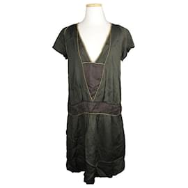 Vestido caqui profundo con detalles dorados - Isabel Marant
