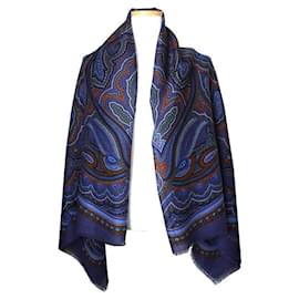 Sciarpa in lana e seta blu arabesque Celine - Céline