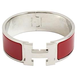 Bracciale Argento Click-Clack Rosso - Hermès