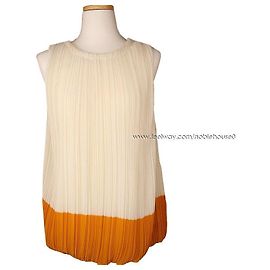 Sonia Rykiel Blusa plissada sem mangas mostarda e marfim Sonia Rikiel