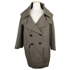 Isabel Marant Khaki Double Button Hooded Military Jacket