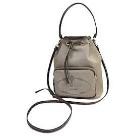 Borsa a secchiello piccola in jacquard con logo - Prada