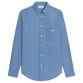 Camicia in cotone chambray loose in lavaggio indigo - Céline