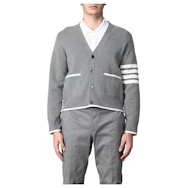 Bar gestreifter Milano-Stich-Kanten-Cardigan - Thom Browne