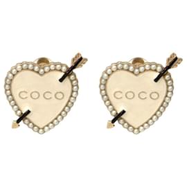 Coco Heart Pearl Earrings - Chanel