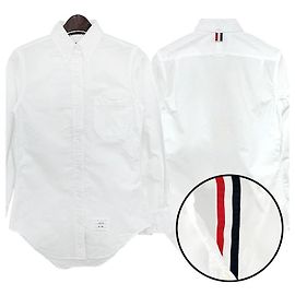 Thom Browne Camisa Oxford de grosgrain con tres rayas para mujeres blanca