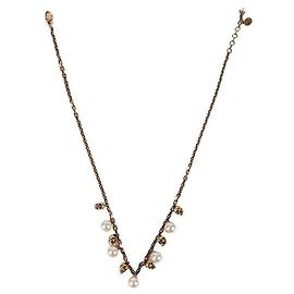 Alexander Mcqueen Collar de Perlas y Calavera
