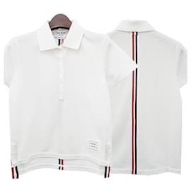 Thom Browne Klassisches Polo-Shirt mit Logo-Streifen in Weiß