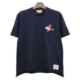Thom Browne Hector Logo Kurzarm-T-Shirt Marineblau