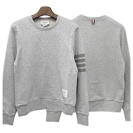 Relaxed Fit Terry Sweatshirt mit Diagonalstreifen in Pastellgrau - Thom Browne
