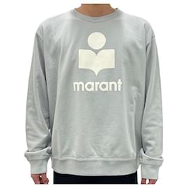 MIKOY Samt-Logo-Sweatshirt Hellblau Ecru LUEC - Isabel Marant