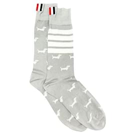 Calze a metà polpaccio a righe Hector Thom Browne Grigio Chiaro
