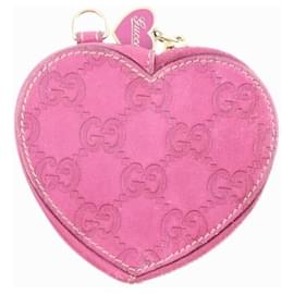 Portamonete GG in tela rosa a forma di cuore - Gucci