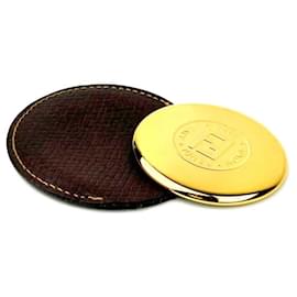 Makeup tragbare Spiegelhülle Gold Braun - Fendi