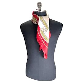 Foulard in seta Saddle Avorio Rosso - Céline