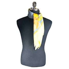 Foulard in seta con stampa di frutta tropicale Beige perla - Céline