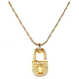 Pendente a Lucchetto Cubico Logo CD Collana in Oro - Dior
