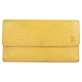 Louis Vuitton Cartera larga de cuero Epi amarilla