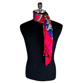 Hermès Foulard in seta jacquard con monogramma rosso