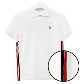 Moncler Polo in cotone piqué a righe con logo per uomo